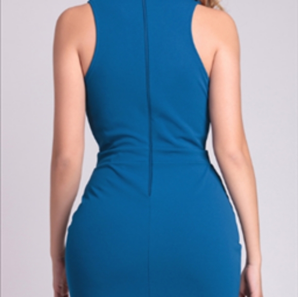 MOROCCAN BLUE HALTER DRESS - Picture 2 of 4